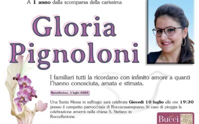 1° anniversario Gloria Pignoloni